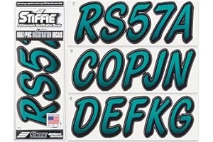 STIFFIE Whipline Aqua/Black 3" Boat & PWC Registration Decals • Numbers Letters Stickers