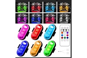 FURLERKAM Wireless LED Lights for Car, Wireless Rock Lights with 8 Colors 10 Modes,Led Strobe Warning Light, Motorcycles, Boats, Camping, Bikes, Drones，Design in USA