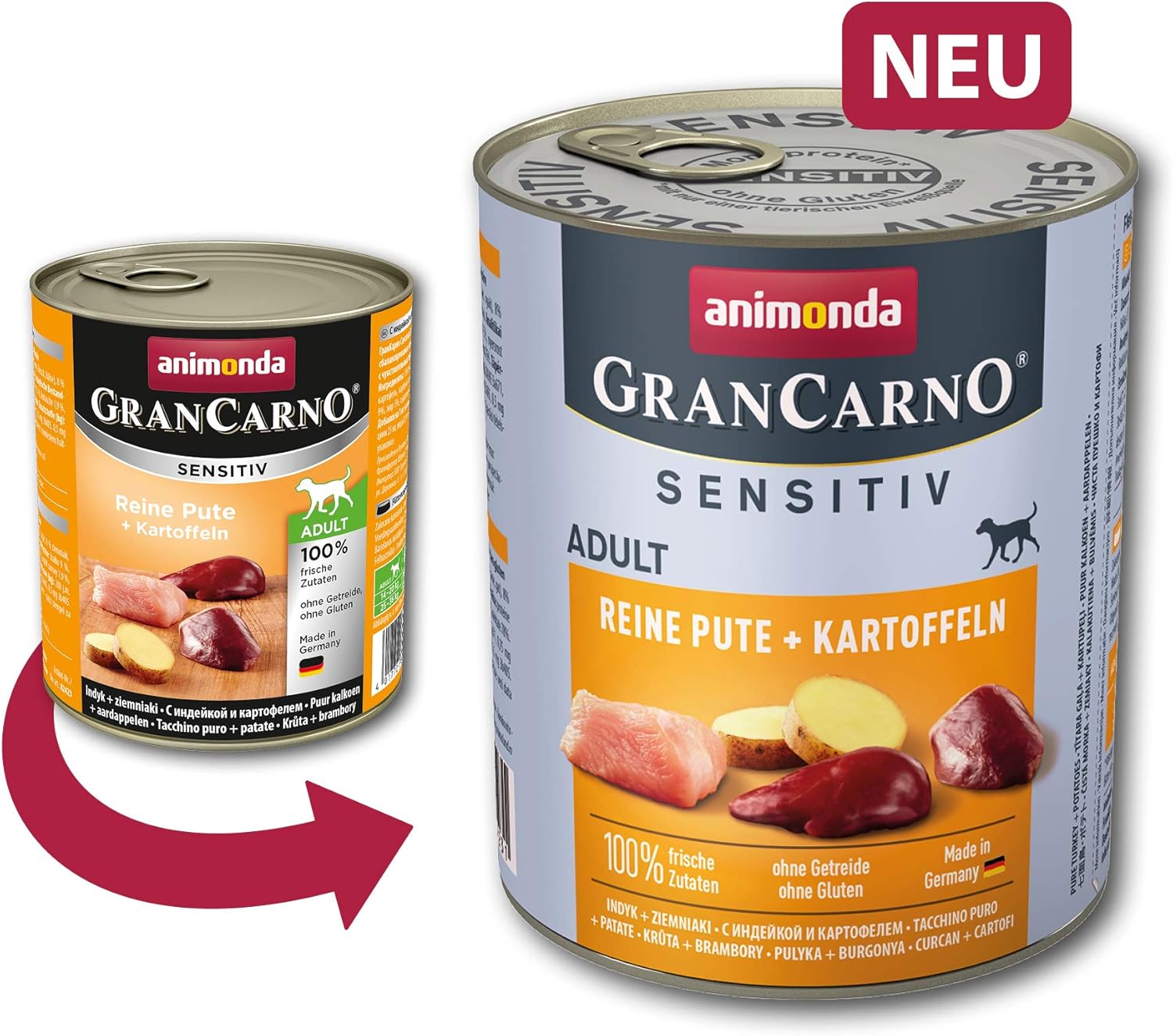 animonda GranCarno Sensitive Adult dog food, wet food for adult dogs pure beef + potato, 6 x 800g, 800 g (Pack of 6) - Image 3