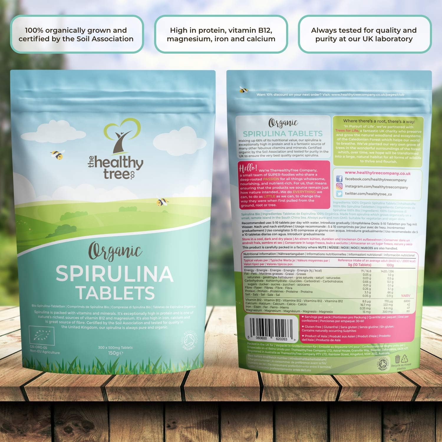 Organic Spirulina Tablets by TheHealthyTree Company, Vegan, High in Vitamin B12, Protein, Magnesium, Iron and Calcium - Image 5