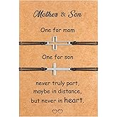 EOBOH Mothers Day Bracelet Gifts, Adjustable Hearts Mother and Son Bracelet with Card, Celebrate Love Mothers Day Gifts for Grandma Son Accessories