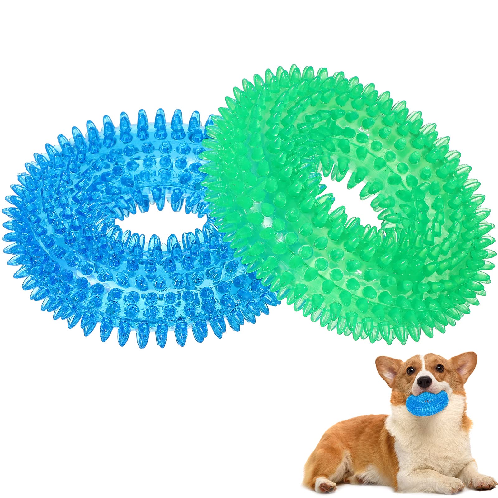 Mipcase Dog Chew Toys Tpr Round Ring Bite Resistant Pet Chewing Rings for Teeth Puppy Teething Toy Suitable for Small and Medium Dogs