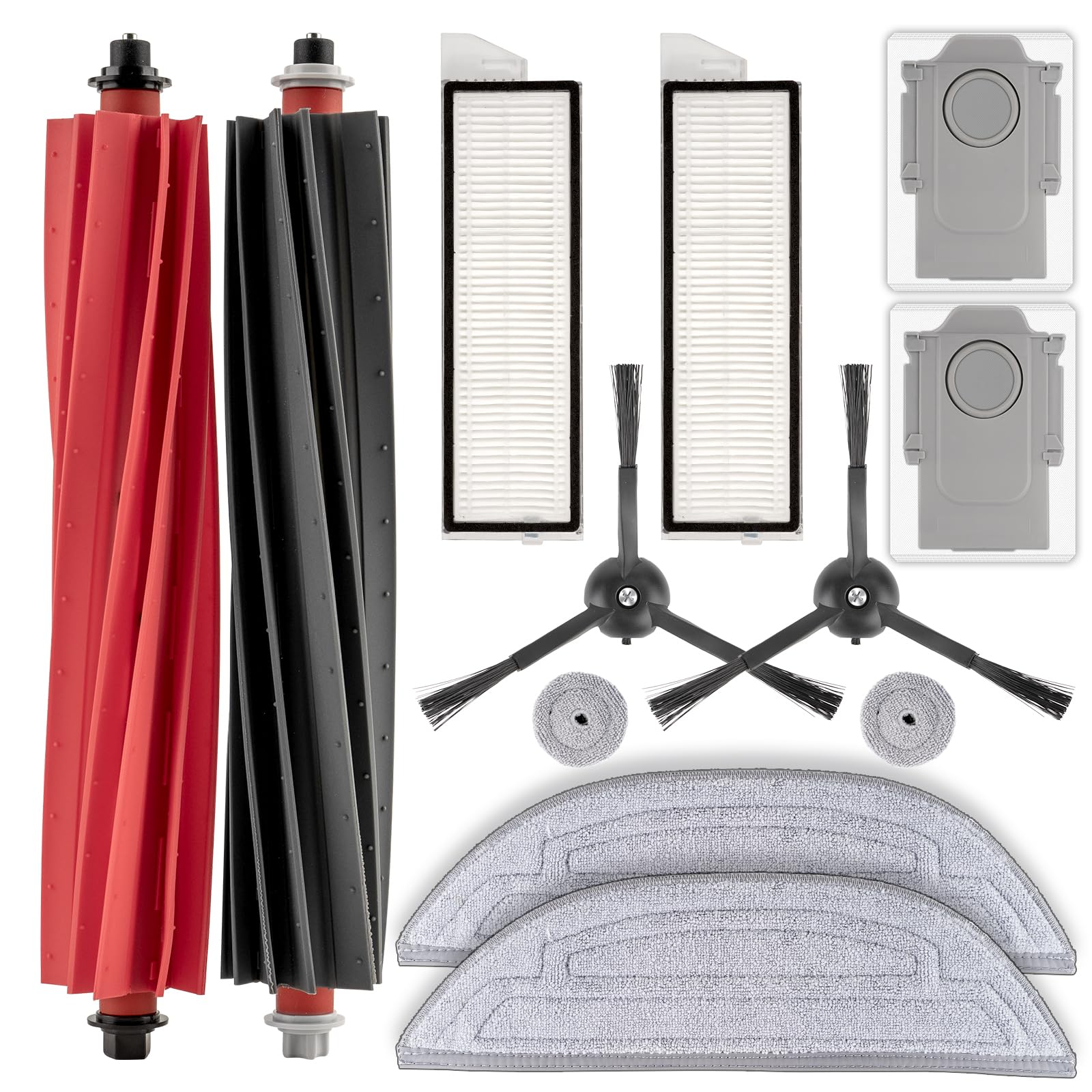 Photo 1 of (12 Pack) S8 MaxV Ultra Replacement Parts Accessories for Roborock S8 MaxV Ultra/ S8 Max Ultra Robot Vacuum Parts, 2 Roller Brushes, 2 set Mop Pads, 2 Dust Bags, 2 HEPA Filters, 2 Side Brushes
