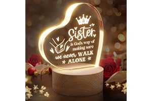 Pandasch Mothers Day Gifts for Sister, Sister Gifts from Sister, Sister Birthday Gifts - Night Lamp with Wooden Base - Gifts for Sister Mothers Day Valentines Day Gifts for Sister, Sister in Law
