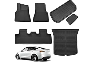 LDCRS Tesla Model Y Floor Mats 2024 2023 2022 2021 - Complete All Weather Mats Set - Premium 3D Waterproof Car Mats Without Logo - Heavy Duty Non Slip Liners - Complete Bundle (6 Pieces)
