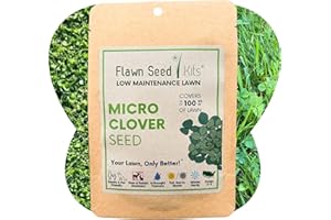 Flawn Seed Kits Micro Clover Seed, Organic Coated, Eco-Friendly, Low Growing, Low Maintenance, Lawn Alternative, Compostable Pouch, Over-Seed up to 100 sqft