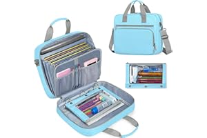 Yarwo 3 Ring Zipper Binder with Binder Pouch, Expanding File Organizer with Padded Sleeve Fit for 14 Inch Laptop, Portable Document Organizer Bag for Home, College, Office Supplies, Blue