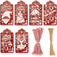 Koogel 180 Pcs Christmas Tags, Christmas Checked Gift Tags Christmas Gift Tags Xmas Paper Tags for DIY Christmas Holiday…