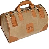 Handadsume Water Resistant Canvas + Leather Travel Luggage Tote Duffle Gym Suitcase Weekender Overnight Bag For Men Male FB8151 (A-Brown)