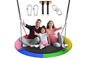 EVERYFUN 43" Saucer Tree Swing for Kids Adult, 700lbs Weight Capacity, Waterproof Flying Saucer Swing with Adjustable Hanging Straps, Swing Seats for Backyard Outdoor Indoor Playground, Six Color