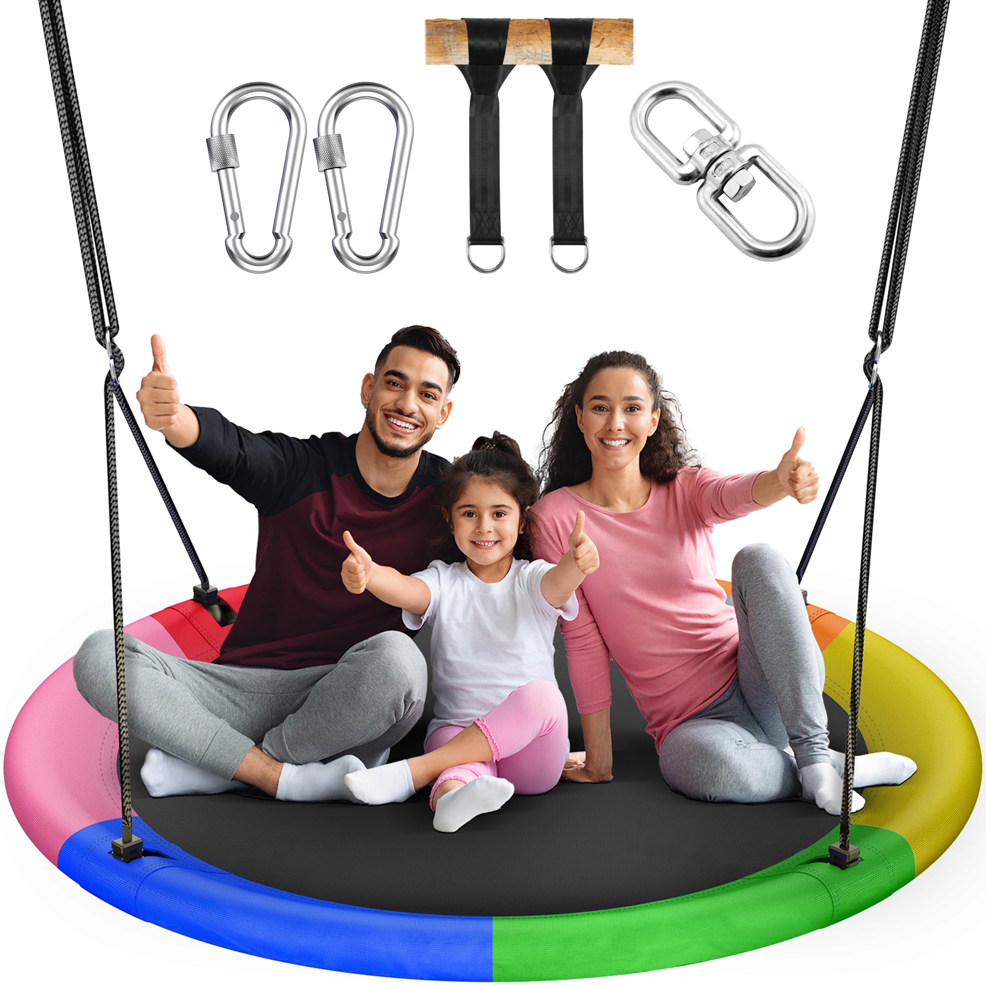 Everyfun 43″ Saucer Tree Swing for Kids Adult, 700lbs Weight Capacity, Waterproof Flying Saucer Swing with Adjustable Hanging Straps, Swing Seats for Backyard Outdoor Indoor Playground, Six Color
