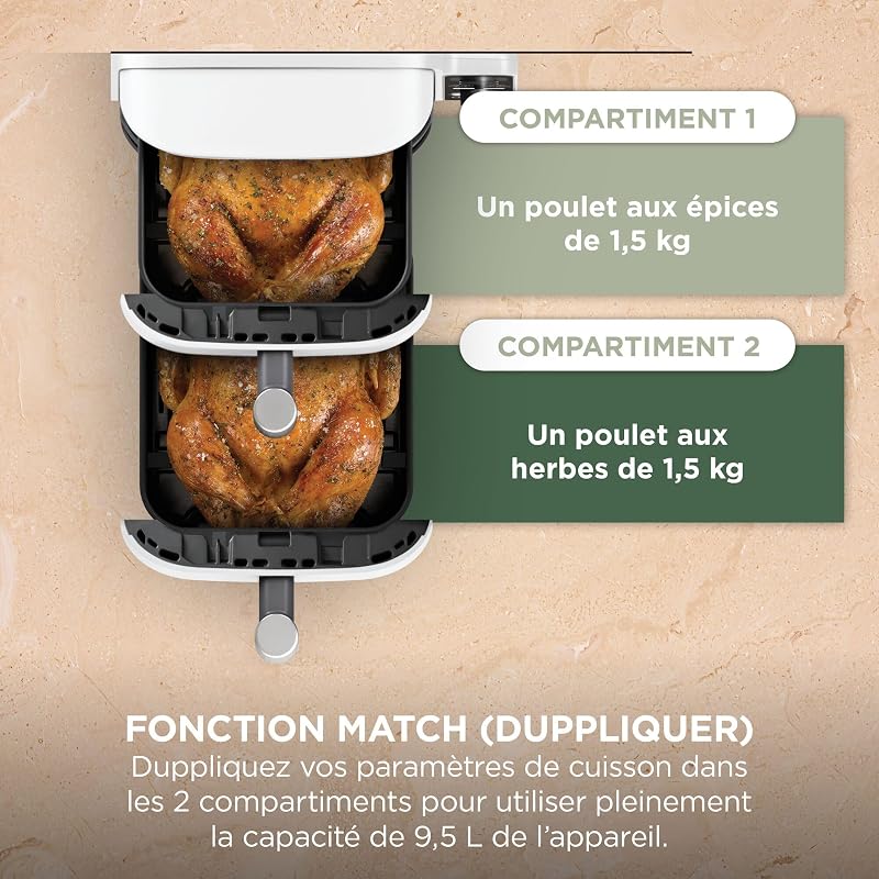 Double Stack XL Air Fryer, Friteuse sans huile Verticale, Blanc