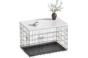 Piskyet Dog Crate Topper Wood Countertop for 48 42 36 30 24 inch Dog Cage, Dog Crate Cover,Dog Kennel Topper(Crate Not Include) (White, for 42 Inch Crate)