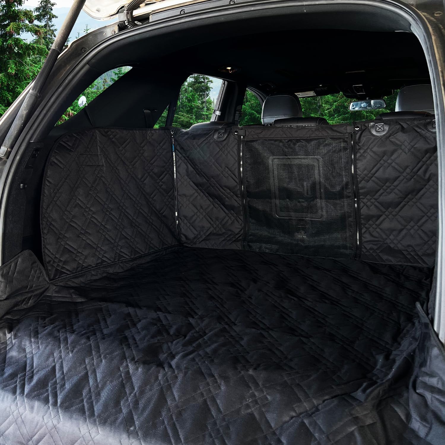 Photo 1 of Bulldogology SUV Cargo Liner for Dogs 55"x82" Heavy Duty Complete Pet Trunk Cargo Cover Area - Trunk Cover Car Protector for Dogs Waterproof Nonslip Mat - Dog Cargo Liner SUVs Vans Cars (Large, Black)