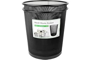 Greenco Small Trash Cans for Home or Office, 2-Pack, 4.5 Gallon Black Mesh Round Trash Cans - Desk Trash Can - Lightweight, Sturdy for Under Desk, Kitchen, Bedroom, Den, Dorm Room, or Recycling Can