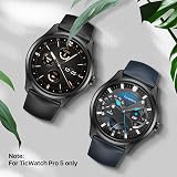 Ticwatch Pro 5 Smartwatch 24mm Leather Watch Band Tuxedo Black Quick Release view 6