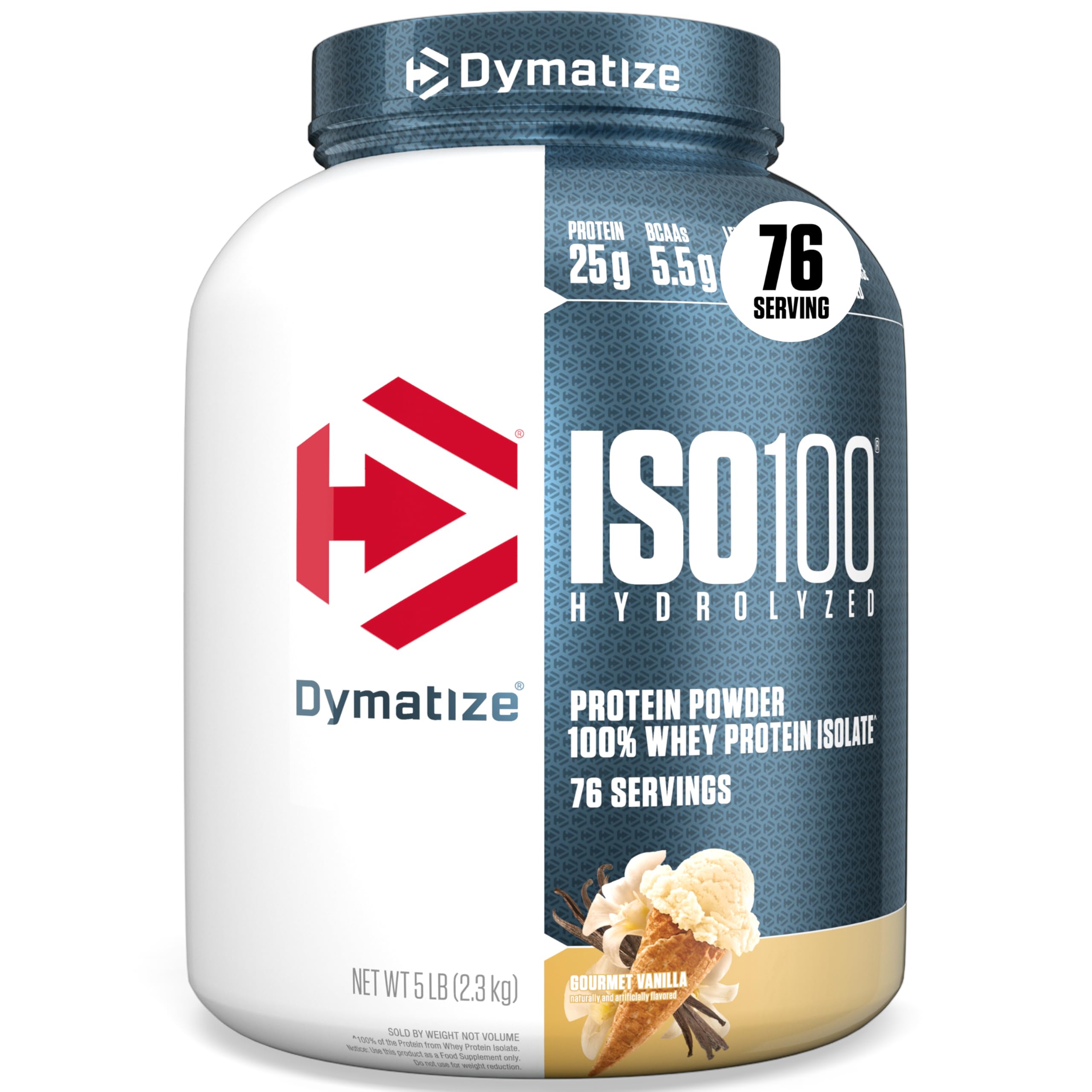Dymatize ISO100 Protein Powder, 100% Whey Isolate, Gourmet Vanilla