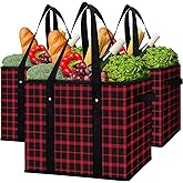 WISELIFE Reusable Grocery Bags 3 Pack,Large Grocery Tote Bag Water Resistant Shopping Bags Foldable Grocery Bag for Clothes,Shoes and Picnic,Red