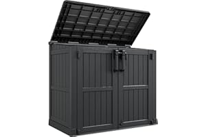 GULAIMOAO Horizontal Resin Storage Shed 36 Cu Ft with Lockable Doors, Portable Outdoor Storage Cabinet -Easy to Assemble,Sheds & Outdoor Storage, Waterproof Outdoor Storage Box for Backyards,Black
