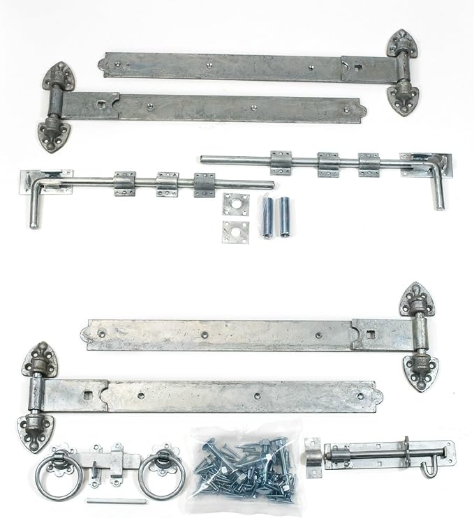 1st Fix South Galvanized 600mm (24")Heavy Reversible Gate Hinge Kit For