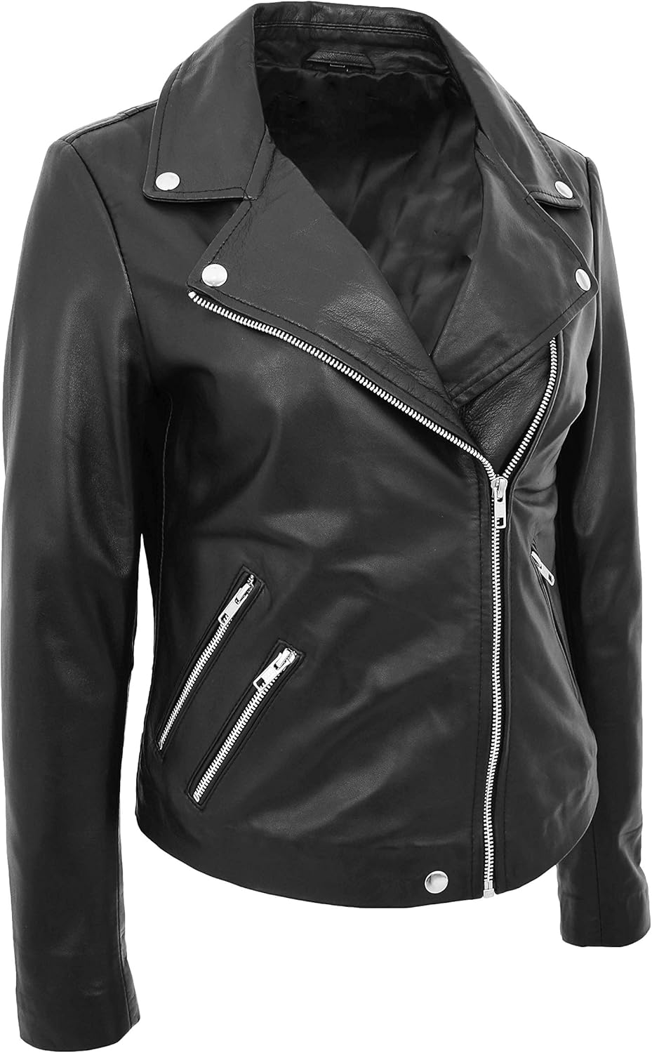 ladies black leather jacket