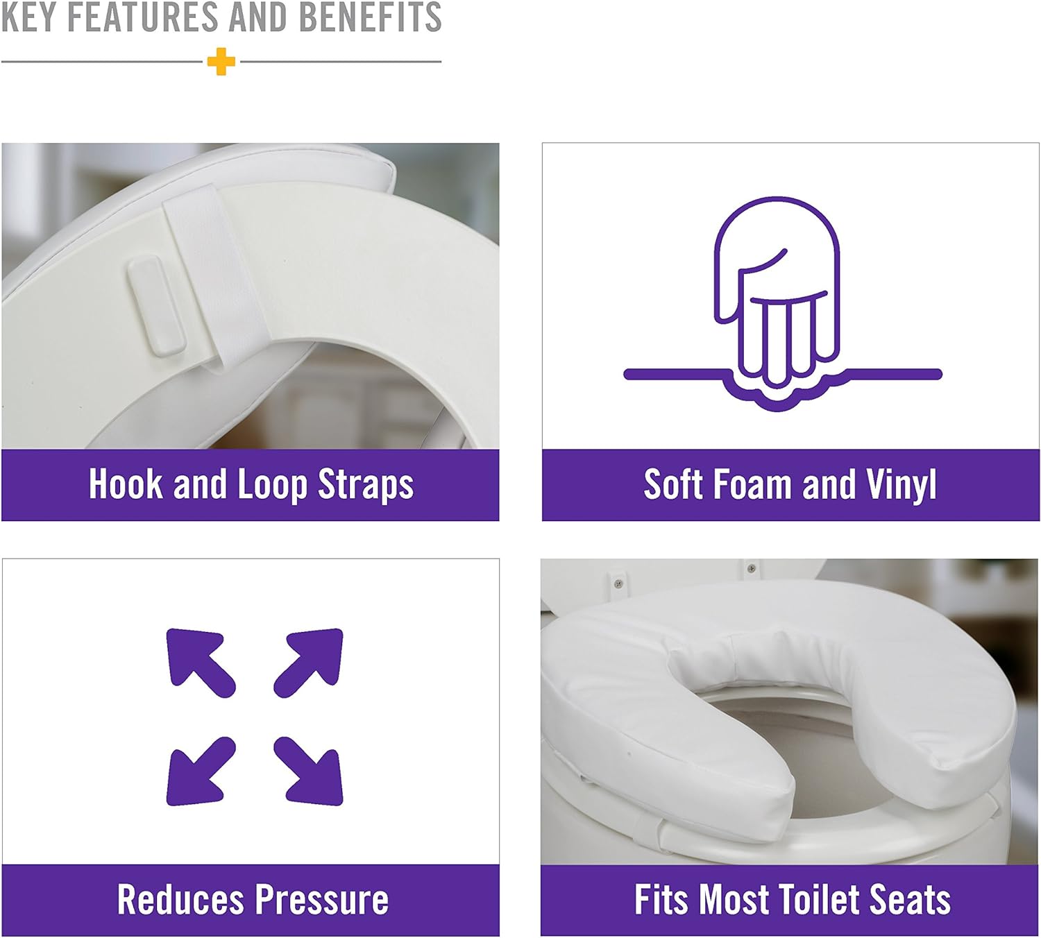 DMI 4-Inch Foam Toilet Seat Cushion Adds Extra Padding to Your Toilet Seat, White: Complete Medical: Health & Personal Care