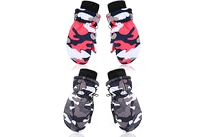 SATINIOR 2 Pairs Winter Kids Snow Mittens Unisex Waterproof Ski Mitten Winter Warm Gloves for Kids