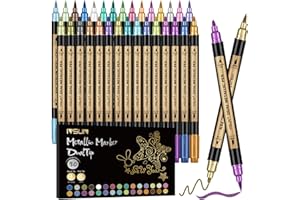 Marqueurs métallisés, 30 couleurs à double pointe pour papier noir, scrapbooking, album photo, peinture sur roche, marqueur d