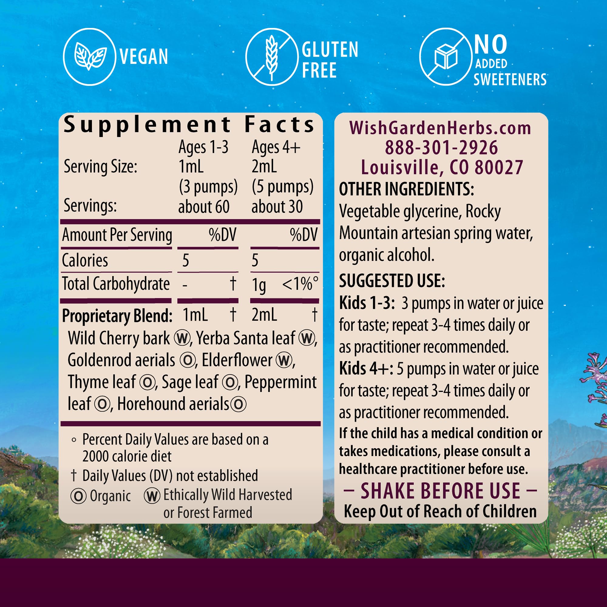 WishGarden Herbs Congestion Rescue Immune Support for Kids - Plant-Based Immune Support and Decongestant w/Elderflower, Wild Cherry Bark & Yerba Santa, Supports Upper & Lower Respiratory Systems, 2oz