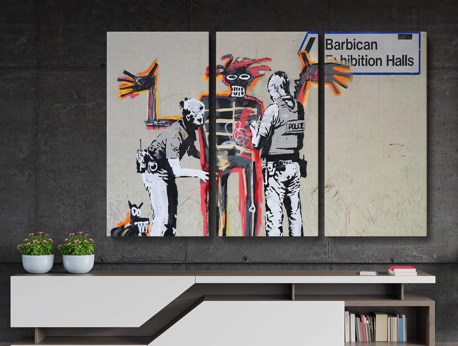 Amazon Com Banksy Install Basquiat Graffiti Canvas Art Wall Art Home Decor Gift 3 Piece Large Posters Prints
