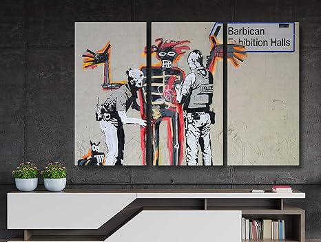 Amazon Com Banksy Install Basquiat Graffiti Canvas Art Wall Art Home Decor Gift 3 Piece Large Posters Prints