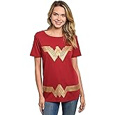 DC Comics Wonder Woman Women's T-Shirt, Gold Logo, Graphic Tee, Superhero Halloween Costume, Comic Book Cosplay Top