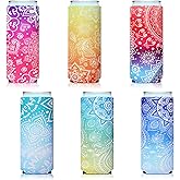 BBTO 6 Pack Slim Can Cooler Sleeves, 12 oz Reusable Neoprene Bottle Insulated Sleeve, Tall Skinny Cans Cooler Beverage Can Covers for Energy Drink and Beer