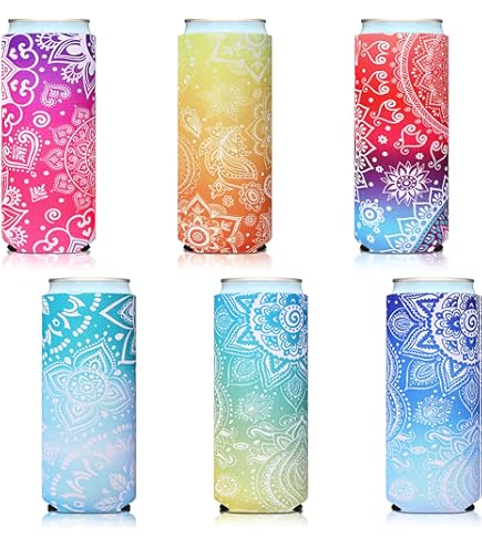 WK IEASON 16oz Can Sleeves Insulators Neoprene Standard Can Covers Coolers Holder Non-Slip Neoprene Can Coolie (16OZ,Green/Orange/Grey/Light Blue
