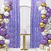 SFN SKY Big Sequin Backdrop Curtains, Sequin Fabric Photography Backdrop, Shimmer Photo Backdrop Payette Sequins Curtain Panels for Wedding Party Christmas Decor - 9x9FT, Iridescent Purple
