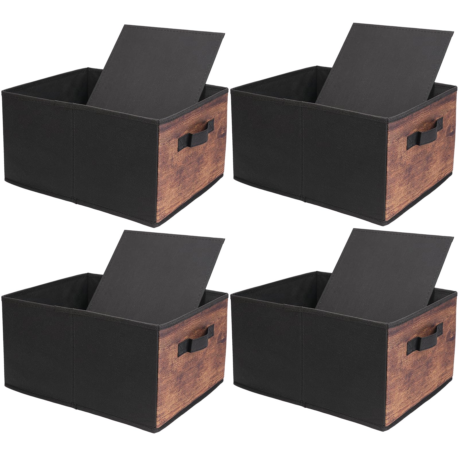 JAKAGO Foldable Wardrobe Storage Boxes 4 Pack, Superior Fabric Wardrobe Storage Organiser 39 x 29 x 20 cm, Clothes Drawers Organiser for Clothes Shirts Pants Towels Toys（Wood Grain）