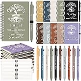 Kosiz 20 Pcs Motivational Christian Gift Bulk Prayer Journal Bible Verse A6 Spiral Notebook with Ballpoint Valentines Tree of Life Religious Church Gift for Women Men Pastor Teacher (Neutral Color)