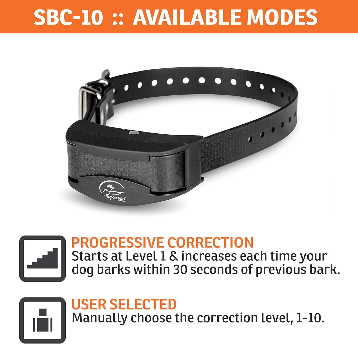 SportDOG Brand NoBark 10 Collar - Rechargeable, Programmable Bark Collar - Waterproof & Submersible, Black : Pet Supplies