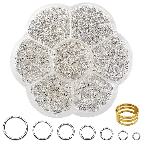 TOAOB 2300pcs Silver Jump Rings for Jewelry Making Open Jump Rings