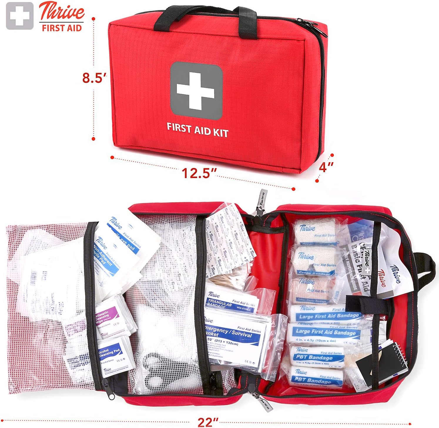 First Aid Kit – 291 Pieces – Bag. Packed with Hospital Grade Medical Supplies for Emergency and Survival situations. Ideal for The Car, Camping, Hiking, Travel, Office, Sports, Pets, Hunting, Home: Health & Personal Care