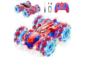 TLOOE Remote Control Car - Double Sided Driving RC Stunt Cars Toys 360° Rotating Spider RC Car with Cool Lighting, 2.4Ghz Indoor/Outdoor Rechargeable Toy Car for 4-6 5-7 6-8 8-12 Boy Girl Gifts