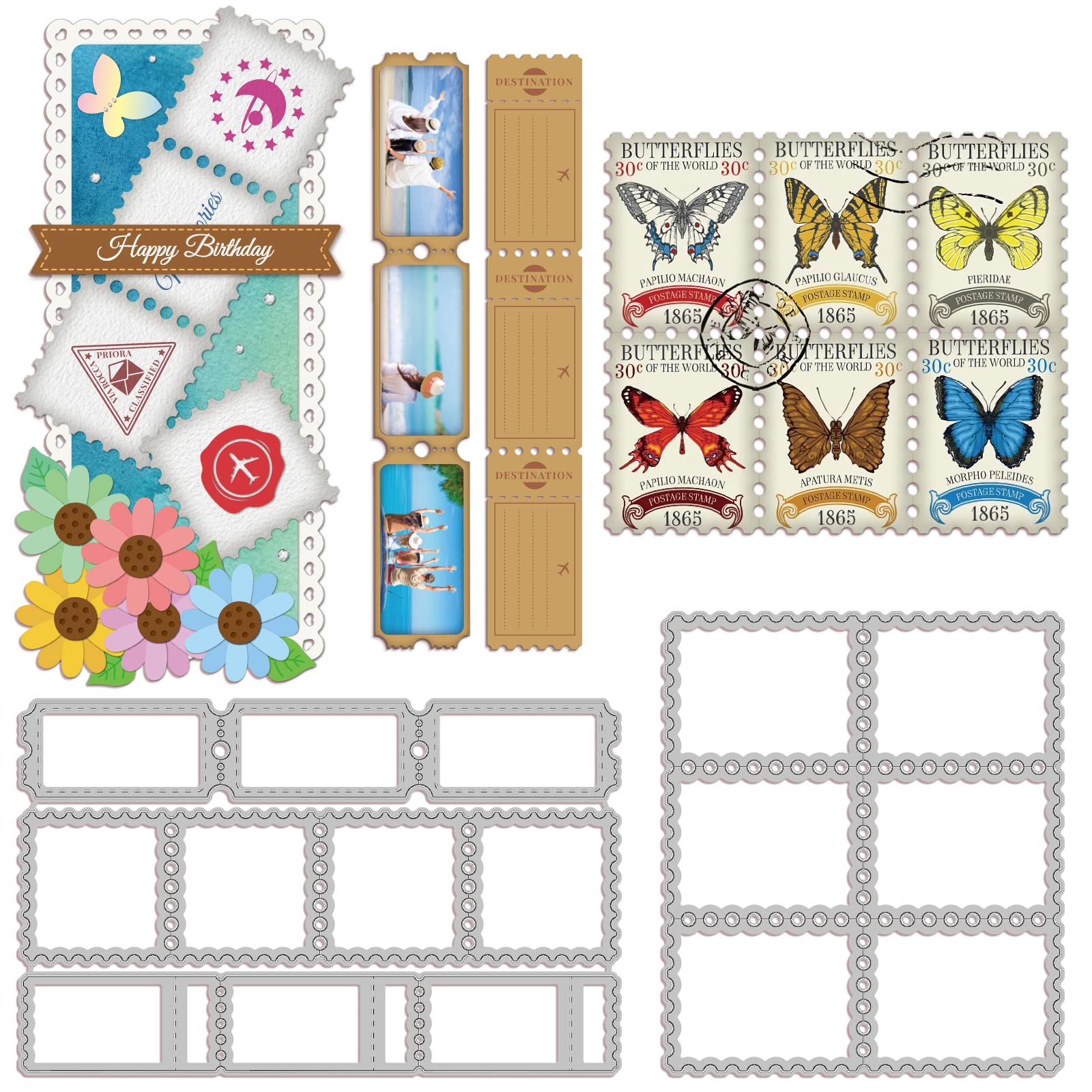 GLOBLELAND 2Pcs Stamp Frame Cutting Dies Metal Stamp Border Die Cuts Embossing Stencils Template for Paper Card Making Decoration DIY Scrapbooking Album Craft Decor