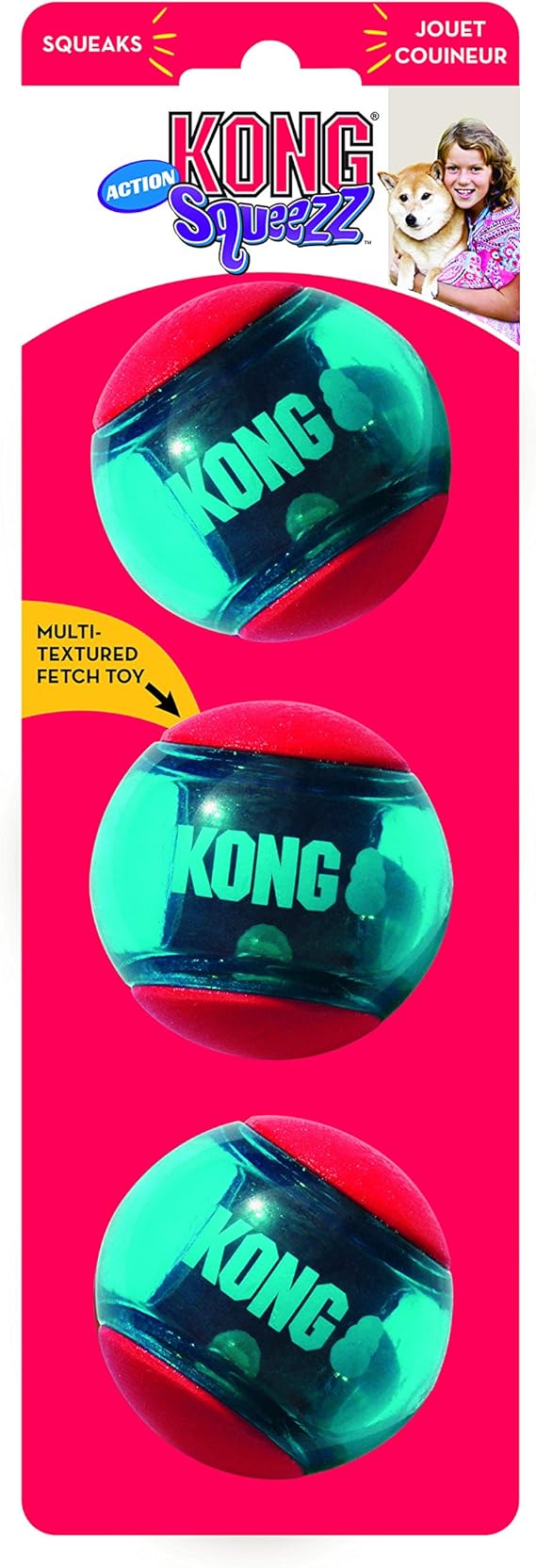 kong squeezz action ball 3 pack