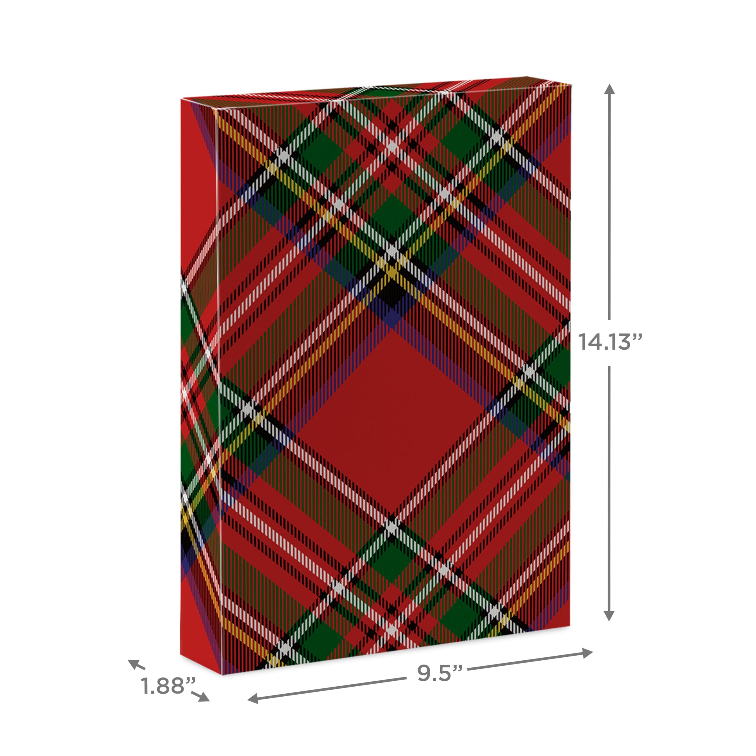 Hallmark Medium Christmas Gift Boxes with Lids (12 Shirt Boxes, 3 Designs: Blue, Green, Red Plaid, Black Buffalo Check) for Christmas, Hanukkah, Birthdays, Father's Day