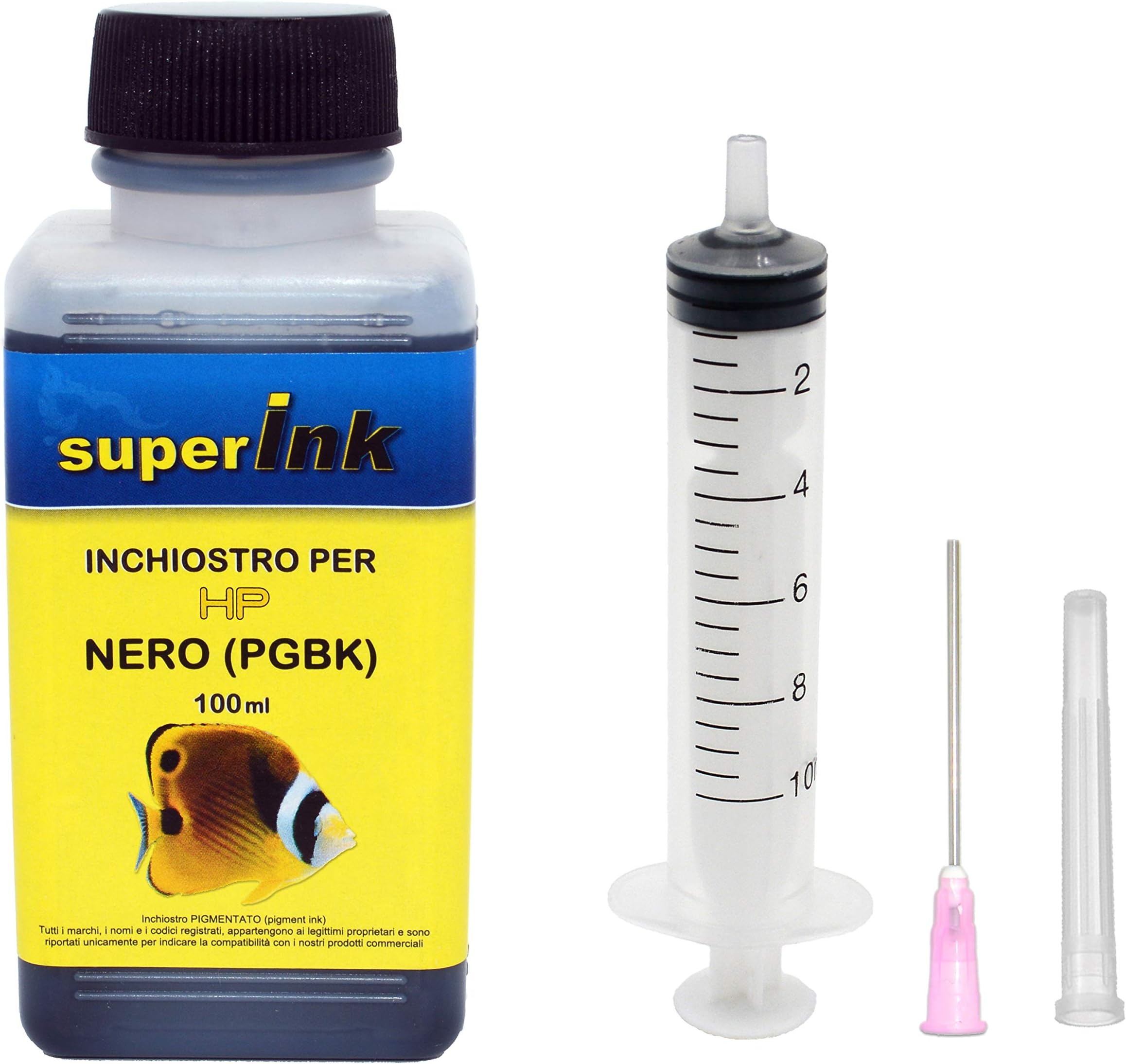 100ml (PIGMENT BLACK) - superInk PIGMENT ink for recharge inkjet HP cartridges