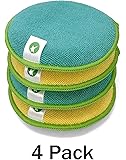 Microfiber Kitchen Scrubbies 4 Pack (Green/Gray + Yellow/Green)