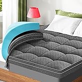 Dual Layer 3 Inch Memory Foam Mattress Topper California King Size, 2 Inch Cooling Gel Memory Foam Plus 1 Inch Pillow Top Mattress Pad Cover, with 8-21 Inch Deep Pocket, Grey