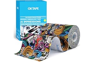 OK TAPE Hypoallergenic Digtal Printed Kinesiology Tape, Elastic Sports Athletic Tape, 2 Rolls, 2in×16.4ft Uncut Roll-DIY