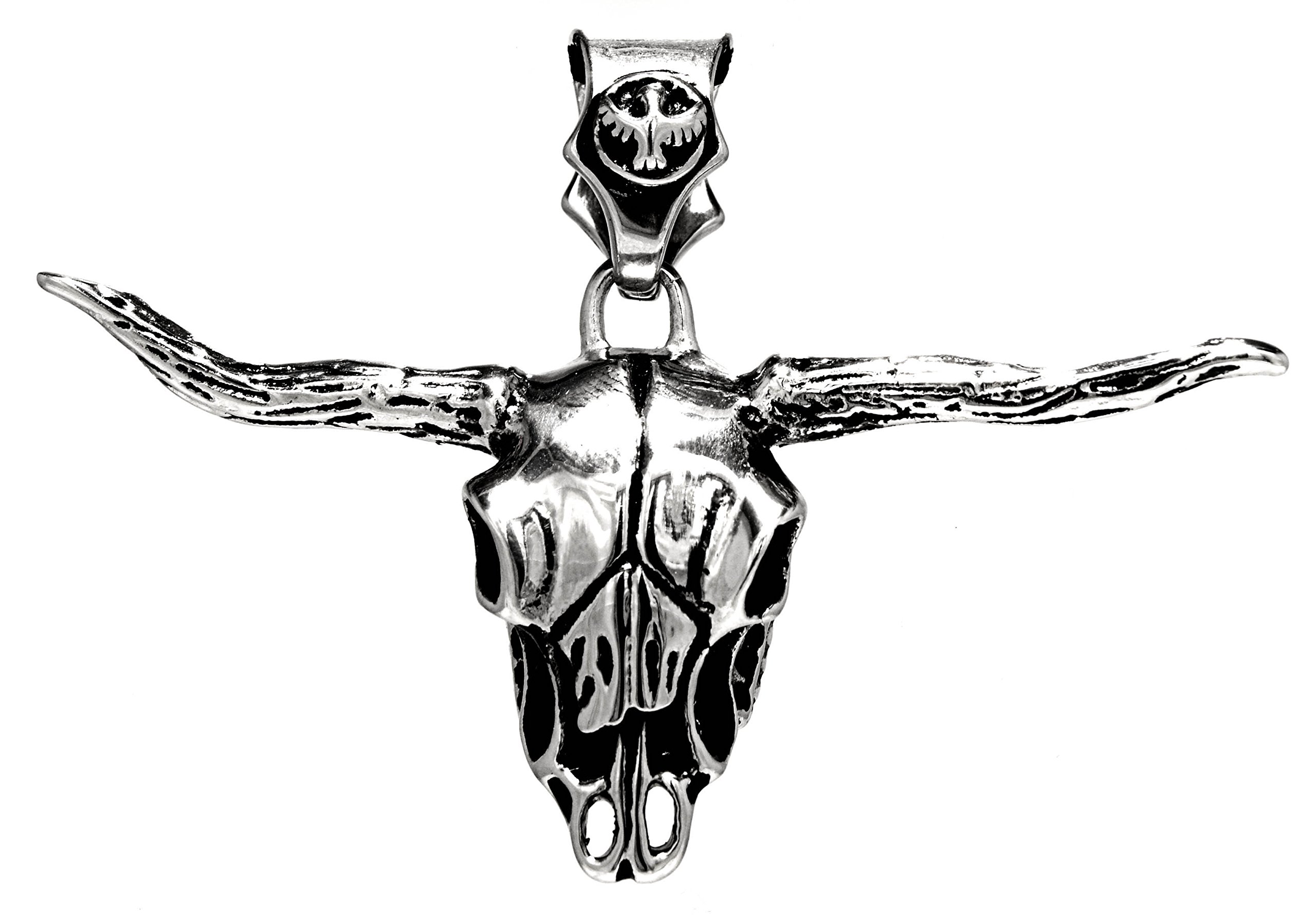 Kiss of Leather Large Bull Skull Pendant Stainless Steel No. 165