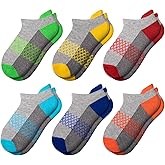 Comfoex Boys Socks 6 Pairs Ankle Athletic Sock Half Cushioned Low Cut Socks For Little Big Kids
